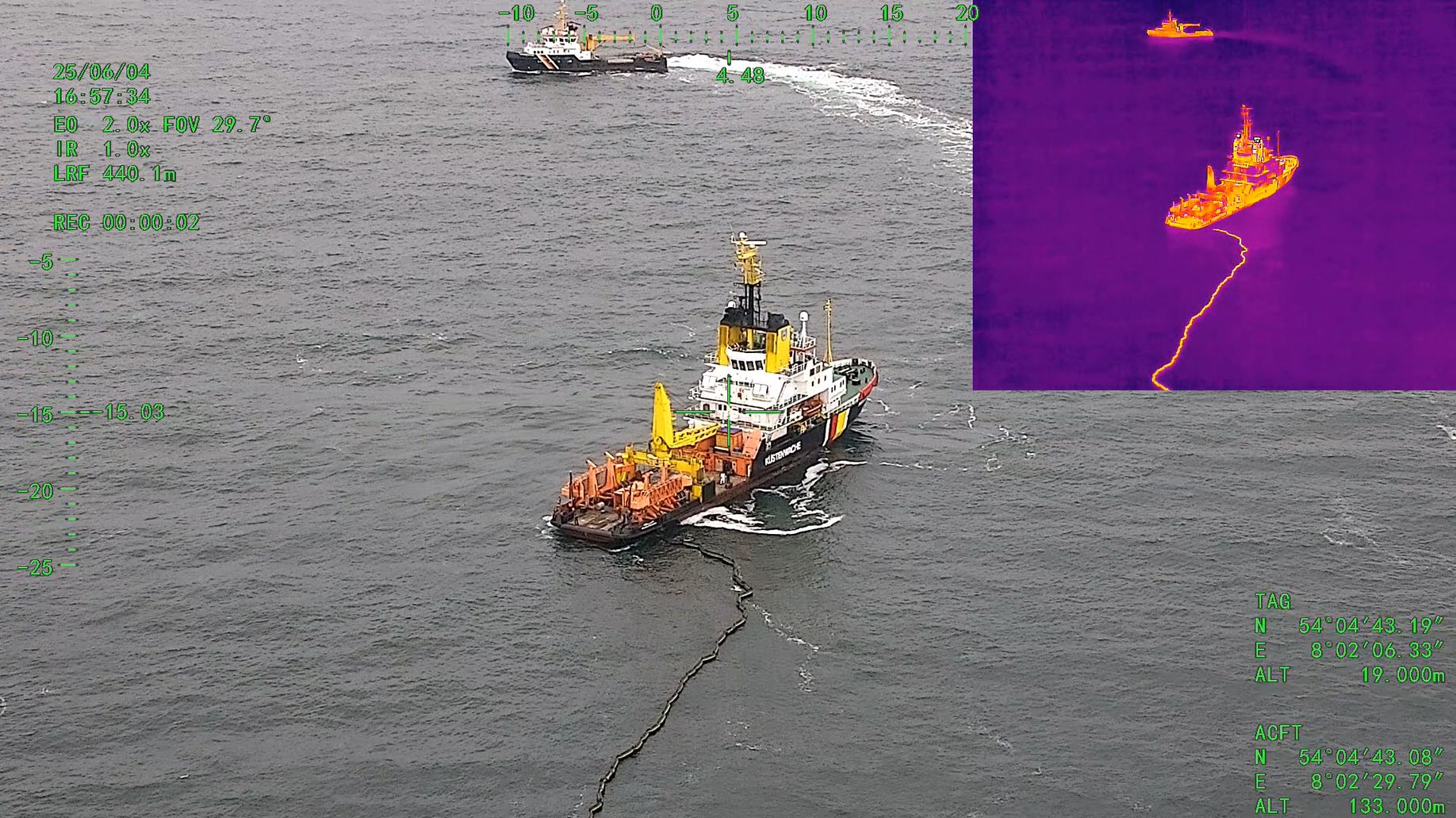 Der ORKA lieferte wichtige Aufklärungsinformationen während der Havaerieübung vor Cuxhaven.